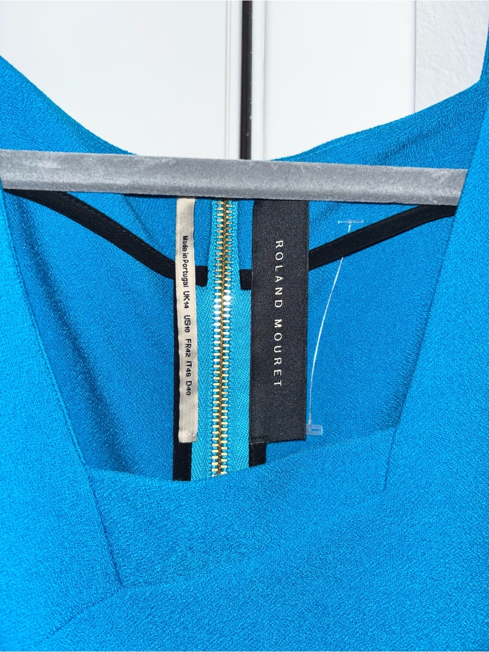 Roland Mouret Whistler Stretch-Crepe Turquoise Square-Neck Midi Sheath Dress - Picture 3 of 4
